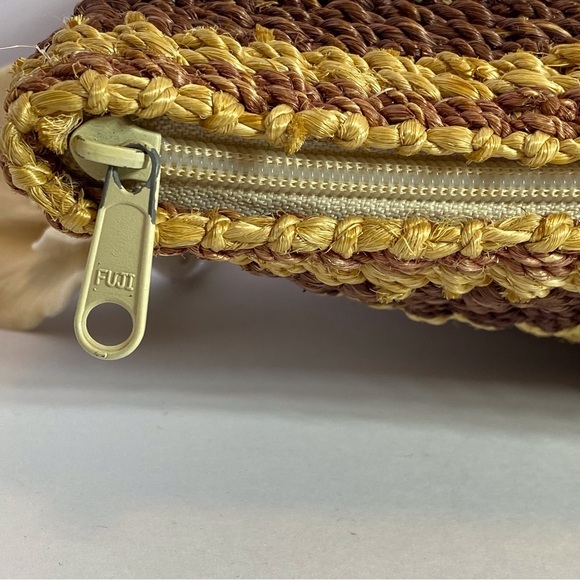 Striped Brown and Yellow Woven Clutch - Picture 5 of 8